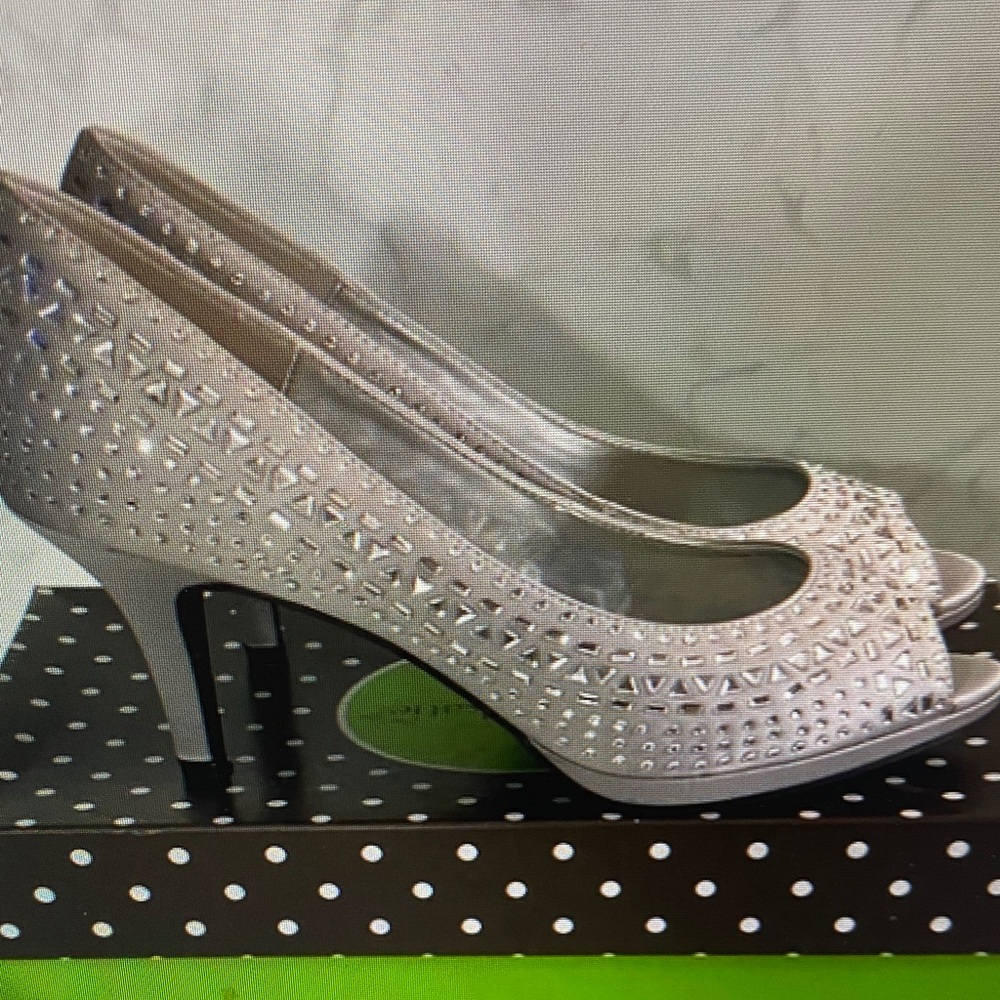 AGL Studded Gray Peep-Toe Heels